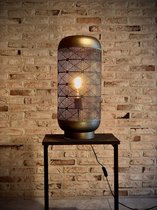 Bronze Metal Cilinder Lamp Web 55 cm hoog - tafellamp - vloerlamp - lamp industrieel - industriestijl - metaal Lamp - verlichting voor binnen - verlichting voor uw interieur - bruin metaal - 
