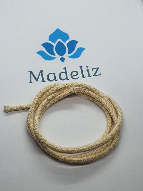 Suofuolef Lont voor Olielampen, 10 m x Diameter 4 mm Katoenen Lont Petroleumlamp voor Olielampen en Kaarsen DIY Handgemaakte Kaarsen Maken