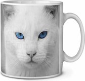 Witte Kat Blauwe ogen  Koffie-thee mok