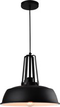 QUVIO Hanglamp industrieel / Plafondlamp / Sfeerlamp / Leeslamp / Eettafellamp / Verlichting / Slaapkamer lamp / Slaapkamer verlichting / Keukenverlichting / Keukenlamp - Bolvormige kap - Diameter 35 cm - Zwart