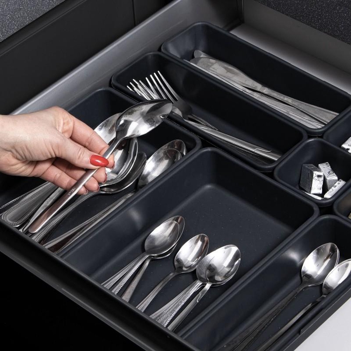 IGNPION 1 stuk acryl koffiepads opbergdoos met 4 laden, doorzichtige keukenkoffiecapsules en suikerpakkethouder met deksel, stapelbare kleine bureauorganizer lade voor kantoor, feestzaal, dressoir