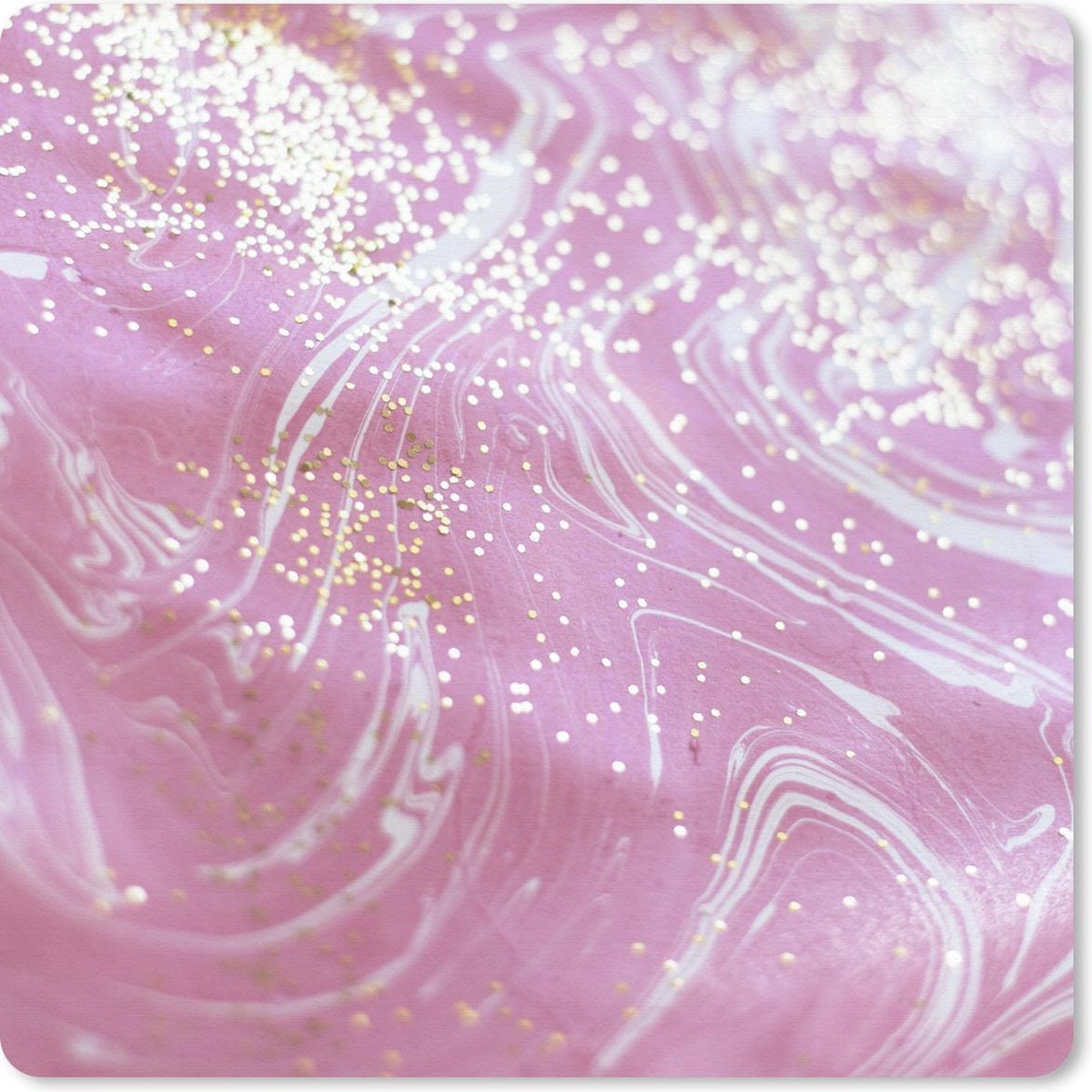 Muismat 30x30 cm - Mousepad Marmer - Roze - Wit - Goud - Muismatten