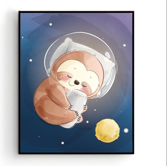 Poster Luiaard in de Ruimte / Space Dieren - Kinderkamer - Dierenposter - Babykamer / Kinderposter - Babyshower Cadeau - Muurdecoratie - 40x30cm - Postercity