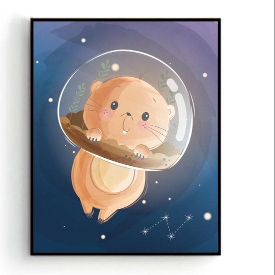 Poster Egel in de Ruimte / Space Dieren - Kinderkamer - Dierenposter - Babykamer / Kinderposter - Babyshower Cadeau - Muurdecoratie - 50x40cm - Postercity