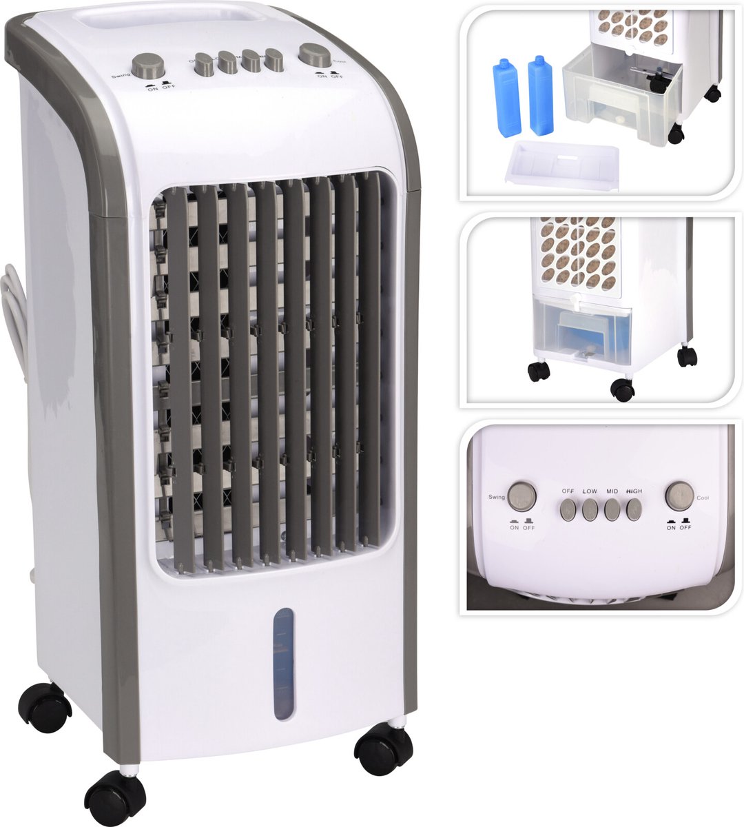 Bol.com Excellent Electrics Aircooler - Luchtkoeler - 3.5L- 80 Watt - Fluisterstil geluid - 3 standen - Met koelelementen aanbieding