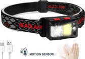 Krachtige hoofdlamp met aan/uit-sensor | 3500 lumen |Compacte lichtgewicht uitvoering |500 meter bereik | Ingebouwde accu | Magneet + Haak| 4 lichtkleuren