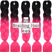 Braiding Hair Braids Hair vlechthaar vlechtharen 5 pakken Tangle Free Ombré Zwart Hot Pink