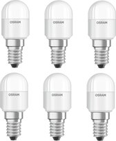 6 stuks Osram LED Koelkastlamp E14 2.3W 2700K Mat Ø2.5x6.3cm