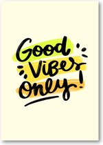 Good Vibes Only Quote - A3 Poster Staand - 30x42cm - Minimalist - Tekstposters - Inspiratie