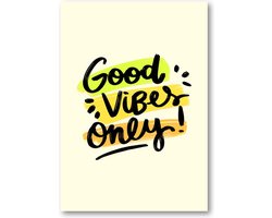 Good Vibes Only Quote - A3 Poster Staand - 30x42cm - Minimalist - Tekstposters - Inspiratie