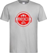 Grijs T-Shirt met “ Legend sinds 1971 “ print Rood  Size XXL