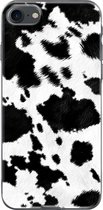 Apple iPhone 8 Telefoonhoesje - Transparant Siliconenhoesje - Flexibel - Met Dierenprint - Koeien Patroon - Zwart