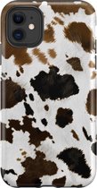Apple iPhone 11 Hoesje - Extra Stevig Hoesje - 2 lagen bescherming - Met Dierenprint - Koeien Patroon - Lichtbruin