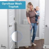 ADSafety - Oprolbaar Traphekje - Grijs - Veiligheid in huis - Luxe Mesh - Veiligheidshekje voor Baby - Kinderhekje - Hondenhek