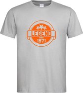 Grijs T-Shirt met “ Legend sinds 1971 “ print Oranje  Size XXXXL