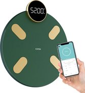 Smart Healthiness Slimme Personenweegschaal - Op Batterijen - Met Gratis NL App - 13x Lichaamsanalyse functies - Bluetooth - Groen