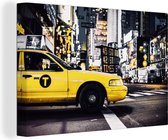 Canvas schilderij 140x90 cm - Wanddecoratie New York - Taxi - Geel - Muurdecoratie woonkamer - Slaapkamer decoratie - Kamer accessoires - Schilderijen