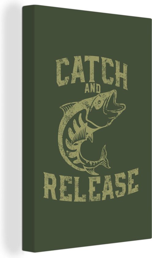 Toile Peinture Vintage - Poisson - Texte - 60x90 cm - Décoration murale