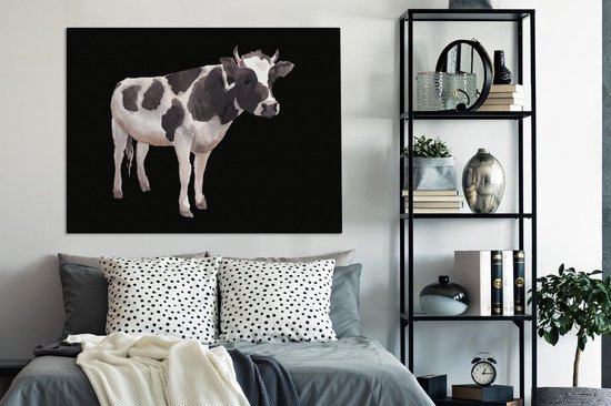 Peintures Vache - Portrait - Zwart - 120x90 cm - Décoration murale