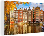 Canvas - Architectuur - Amsterdam - Boom - Water - Kamerdecoratie - Woonkamer - 150x100 cm - Schilderijen op canvas - Canvas doek