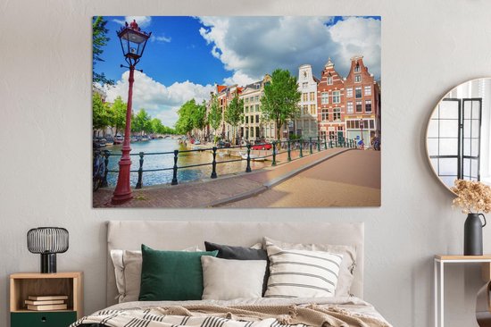 Peintures sur toile Canal - Amsterdam - Nederland - 180x120 cm - Décoration murale XXL