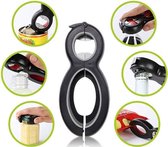 Allesopener - Multifunctionele opener Set van 2  - 6 in 1 Opener- Multi opener - Universele opener - Flesopener - Bieropener - Zak opener - Pot opener - Deksel opener - Blik opener Zwart/Grij