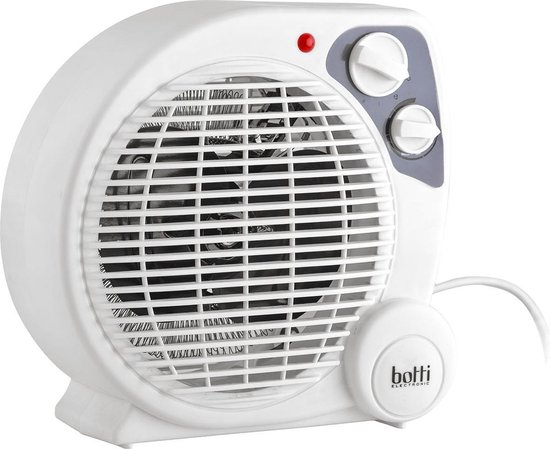 Botti Caldo ventilatorkachel 2000W – 3 standen – Thermostaat – Wit – Compacte elektrische kachel met beveiliging