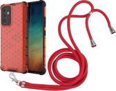 Voor Samsung Galaxy A82 5G Schokbestendige Honingraat PC + TPU Case met Nekkoord (Rood)