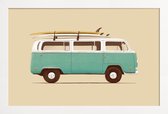 JUNIQE - Poster met houten lijst Blue Van -13x18 /Blauw & Ivoor