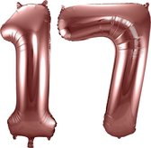 Folieballon Cijfer 17 Brons - 86 cm