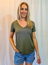 Vila VILUXI V-NECK SS TOP  - Darkest Spruce Dark Green