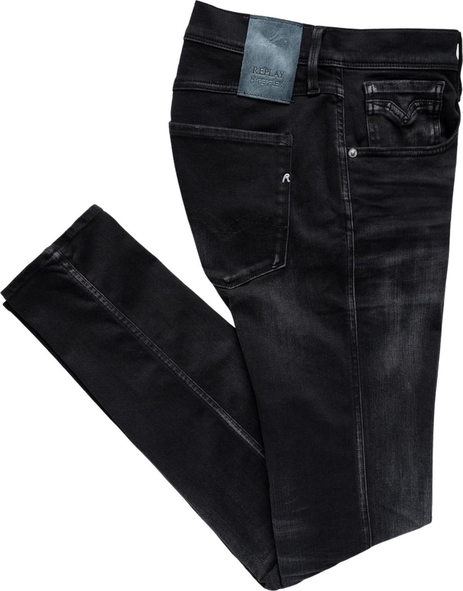 Replay Anbass Hyperflex Jeans zwart Heren maat 32/36