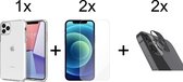 iPhone 13 Pro hoesje siliconen case transparant cover - 2x iPhone 13 Pro Screen Protector + 2x Camera Lens Screenprotector