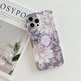 Voor iPhone 11 Frosted Flowers Pattern IMD TPU-hoesje met opvouwbare houder (grijs)