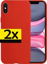 Hoes voor iPhone Xs Hoesje Siliconen - Hoes voor iPhone Xs Case - Hoes voor iPhone Xs Hoes Rood - 2 Stuks