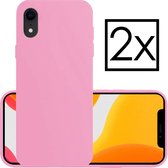 Hoes voor iPhone XR Hoesje Back Cover Siliconen Case Hoes - Roze - 2x