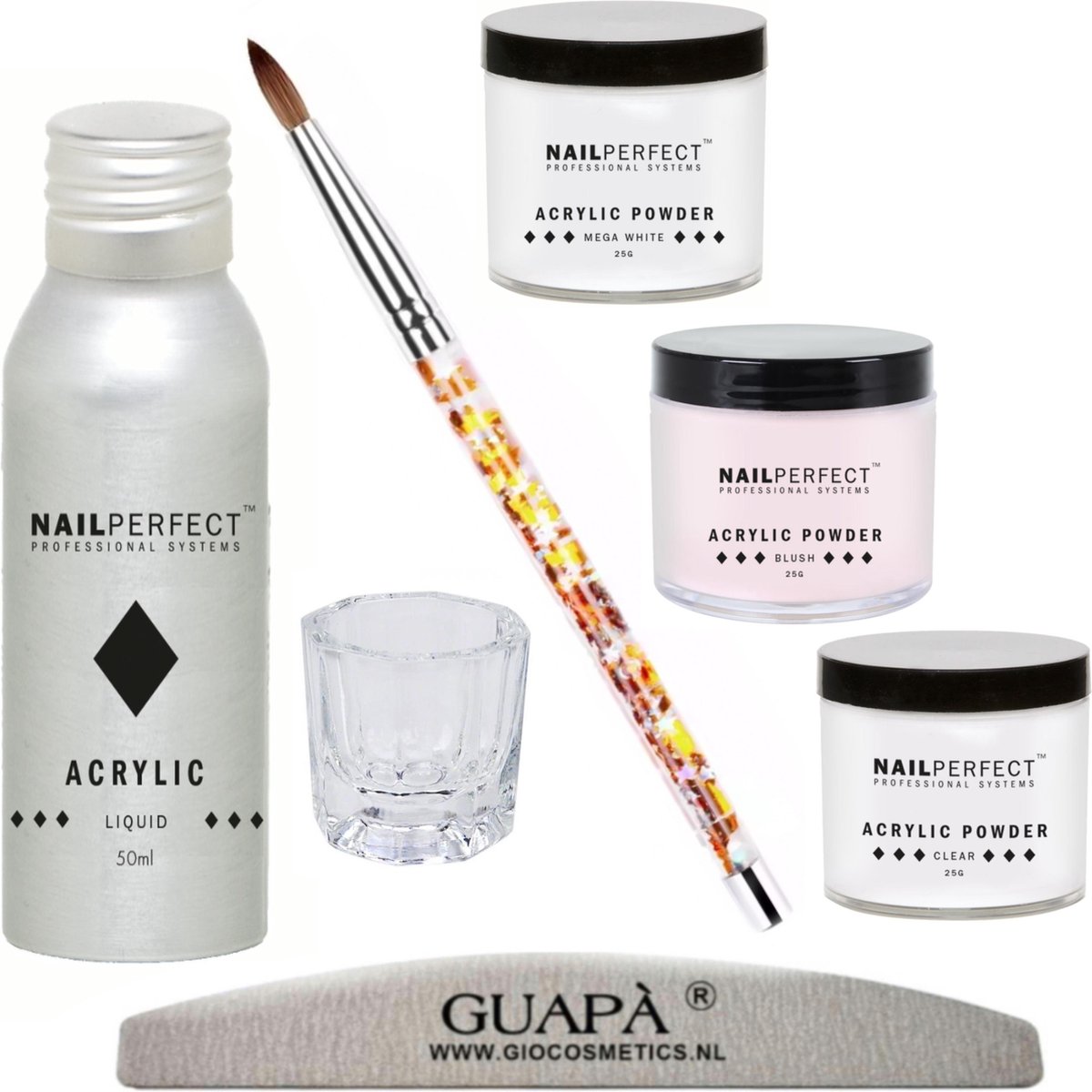 Goedkoopste GUAPÀ® Acryl Starterspakket Compleet | Acryl Poeder | Acrylic Liquid | Acryl Penselen | Dappendish | Acryl nagels | Professionele Kwaliteit