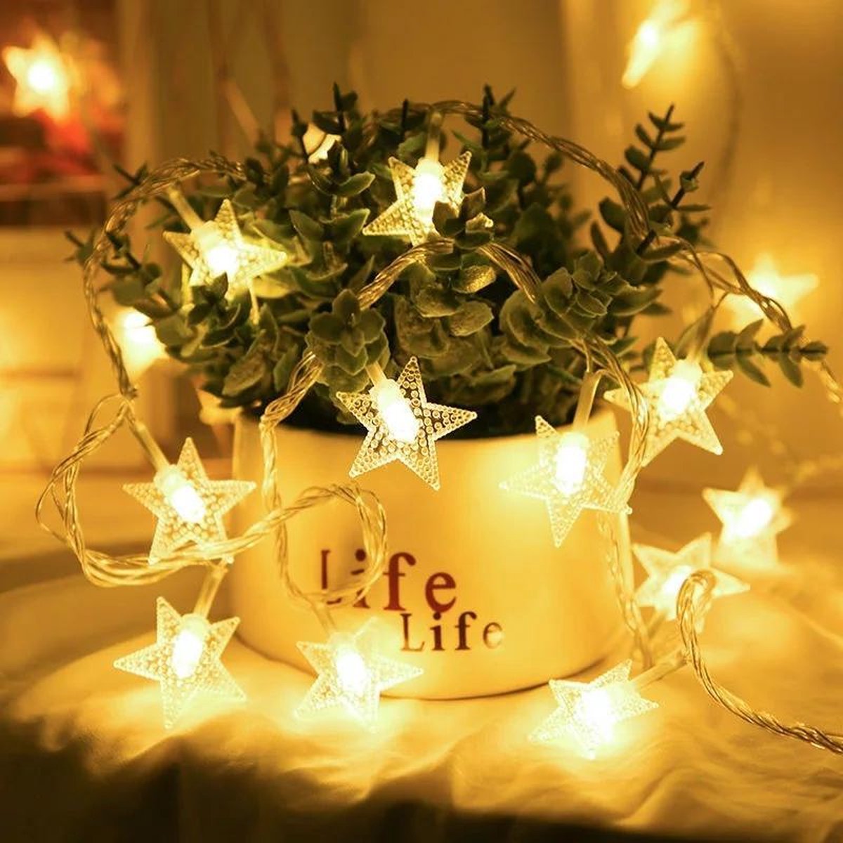 LED lichtketting Selma Starfish blauw 20 lampjes. Werkt op batterijen