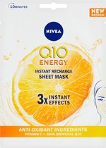Nivea tissue mask Q10 Energy - 3 effecten: voedend, antirimpel en tegen vermoeide huid - vitamine C + Q10 - new design