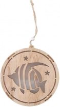 decoratiehanger led vis 14,5 cm hout blank