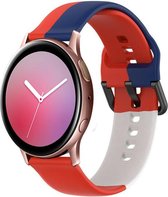 Siliconen Smartwatch bandje - Geschikt voor  Samsung Galaxy Watch Active triple sport band - rood-wit-blauw - Strap-it Horlogeband / Polsband / Armband