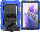 Samsung Galaxy Tab A7 Lite Hoes - Heavy Duty Case met Ingebouwde Screenprotector en Schouderriem - Donker Blauw