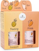 Natùrys Vegan Fruitpeeling Ananas en Mango fruitmasker met vitamine en  beta- carotene voor een  droog en gevoelige huid ,100ml