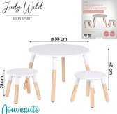 Fornord - Kindertafel Met 2 Krukjes - Hout Wit