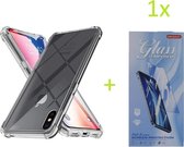 iPhone X / XS - Anti Shock Silicone Bumper Hoesje - Transparant + 1X Tempered Glass Screenprotector