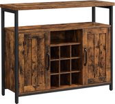 Dressoir - Keukenkast - Opbergkast - Wijnkast - Industriële Stijl - Vintage Bruin/Zwart