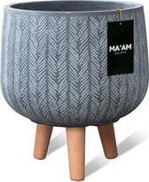 MA'AM Ivy - Bloempot op poten - D29xH32 - Grijs - houten pootjes (FSC) - duurzame kwaliteit - trendy visgraat design
