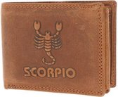Nuba Leather - Lederen Heren Portemonnee - Anti Skim - Schorpioen logo - Scorpio - Cognac / Bruin