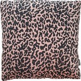 Unique Living Kussen – Sierkussen – Kussens Woonkamer – Panter – Luxe Kussen – 45x45 cm – Oud Roze – Old Pink – Zwart