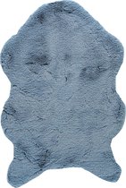 Kunstvacht - schapenvacht - imitatiebont - 90 x 60 cm | Blauw, tapijt